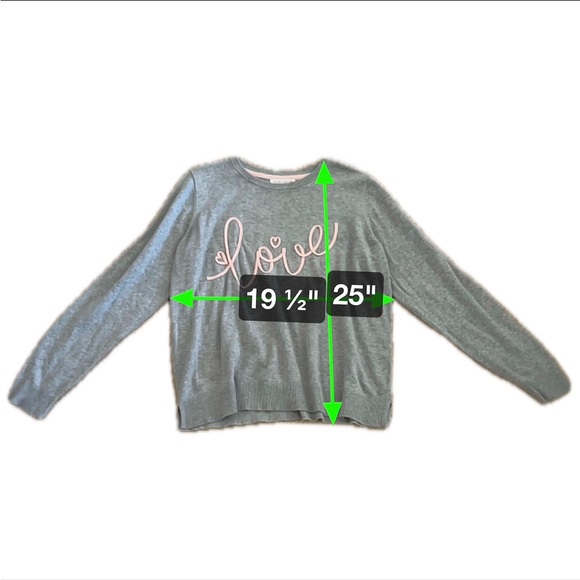 Celebrate Together Love Sweater XL Gray Long Sleeve Embroidered Pink Script - Picture 7 of 7